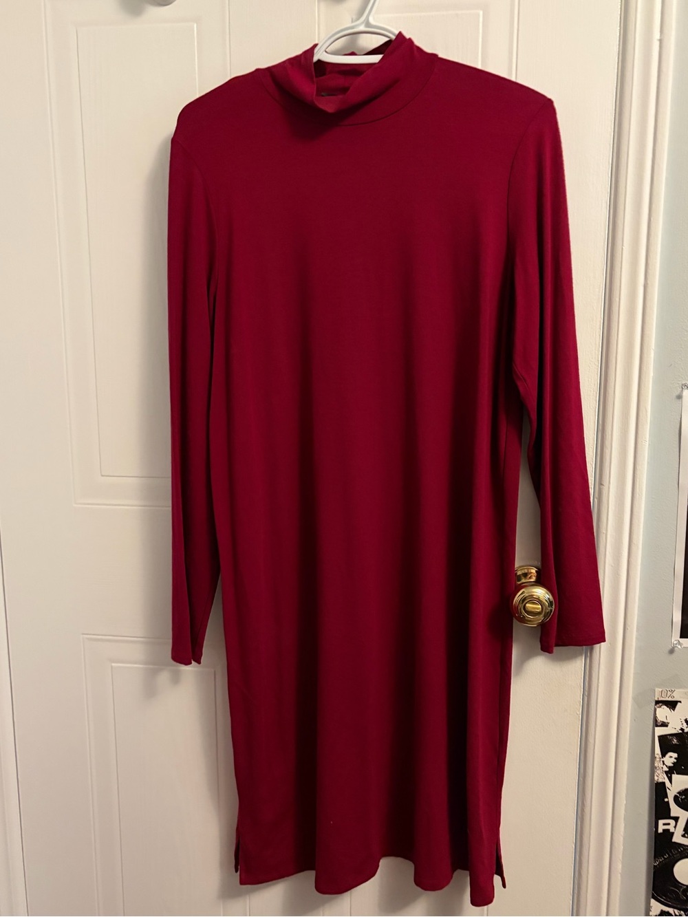 Eileen Fisher Viscose Jersey Mock Neck Long Sleeve Dress